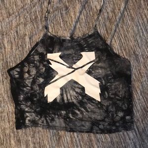 Excision rave tie dye halter crop top